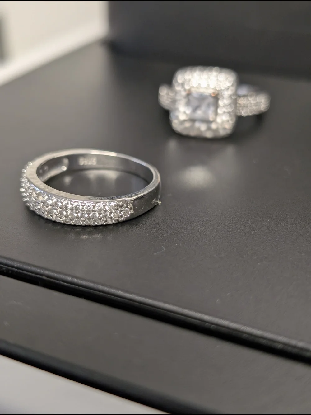 .925 Sterling Silver Pavé Bridal Ring Set in Silver